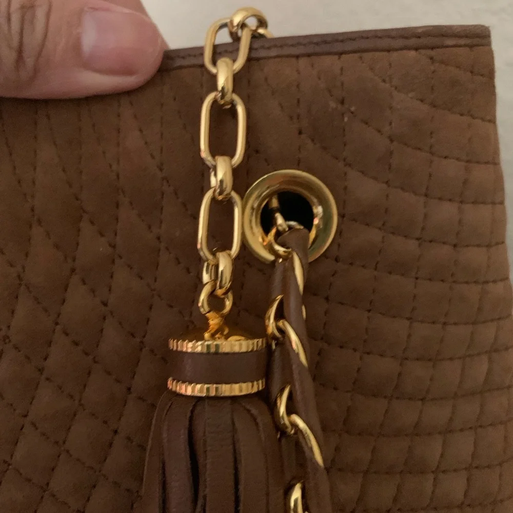 Rare color Bally Brown and Gold Quilted Shoulder Bag - Picture 6 of 10